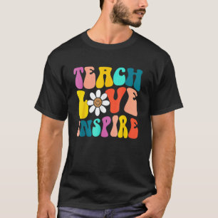 Groovy Retro 100th Day Of School Teach Love Inspir T-Shirt