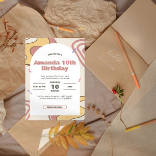 Groovy Retro 10th Birthday Party Invitation