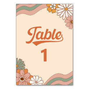 Groovy Retro 1970s Daisy Floral Table Number