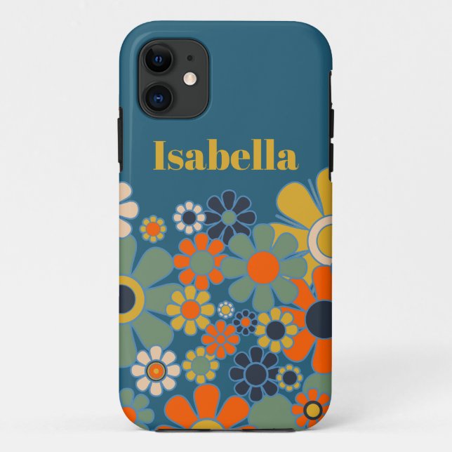 Groovy Retro 60s 70s Floral Pattern Personalised Case-Mate iPhone Case (Back)