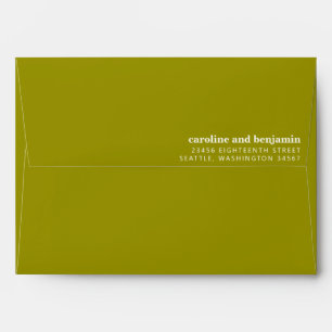 Groovy Retro 60s Flowers Olive Green Wedding Envelope