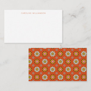 Groovy Retro 60s Flowers Orange Pink Custom Card