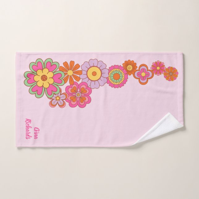 Groovy Retro 60s Hippie Bath Towel (Hand Towel)