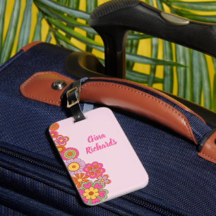 Groovy Retro 60s Hippie Luggage Tag