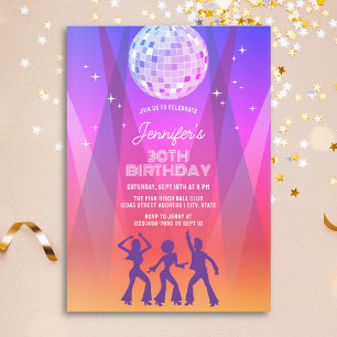 Groovy Retro 70s 80s Disco 30th Birthday Party Invitation