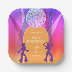 Groovy Retro 70s 80s Disco 30th Birthday Party Paper Plate
