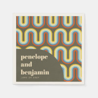 Groovy Retro 70s Art Olive Green Wedding Custom