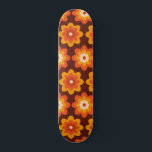Groovy Retro 70s Boho Hippie Orange Flower pattern Skateboard<br><div class="desc">This is cute groovy retro boho floral pattern in orange,  amber and beige over brown background. It's great looking skateboard</div>