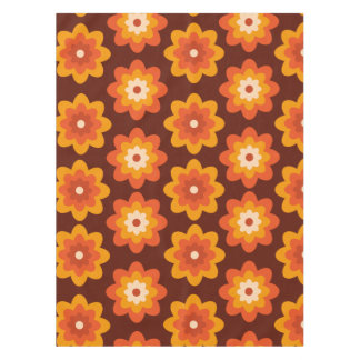 Groovy Retro 70s Boho Hippie Orange Flower pattern Tablecloth