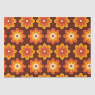Groovy retro 70s boho hippie orange flower pattern tissue paper