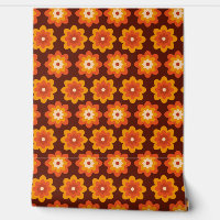 Groovy Retro 70s Boho Hippie Orange Flower pattern