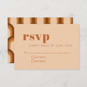 Groovy Retro 70s Design in Brown and Sand Wedding  RSVP Card