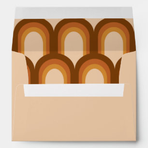 Groovy Retro 70s Design in Brown Wedding Matching Envelope