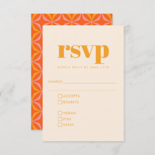 Groovy Retro 70s Design Orange Wedding Meal RSVP