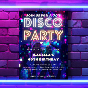 Groovy Retro 70's Disco Party Birthday Invitation