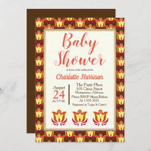 Groovy Retro 70s Floral Baby Shower Invitation