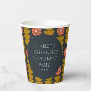 Groovy Retro 70s Floral Custom Engagement Party  Paper Cups