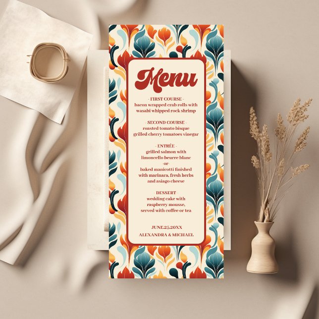 Groovy Retro 70s Floral Wedding Menu (Creator Uploaded)