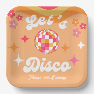 Groovy Retro 70s Let's Disco Any Age Birthday Paper Plate