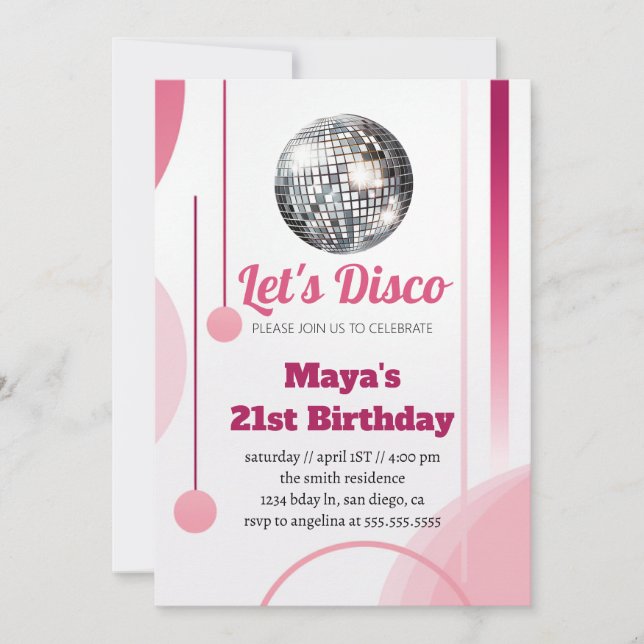 Groovy Retro 70s Let's Disco Birthday Party Invitation (Front)