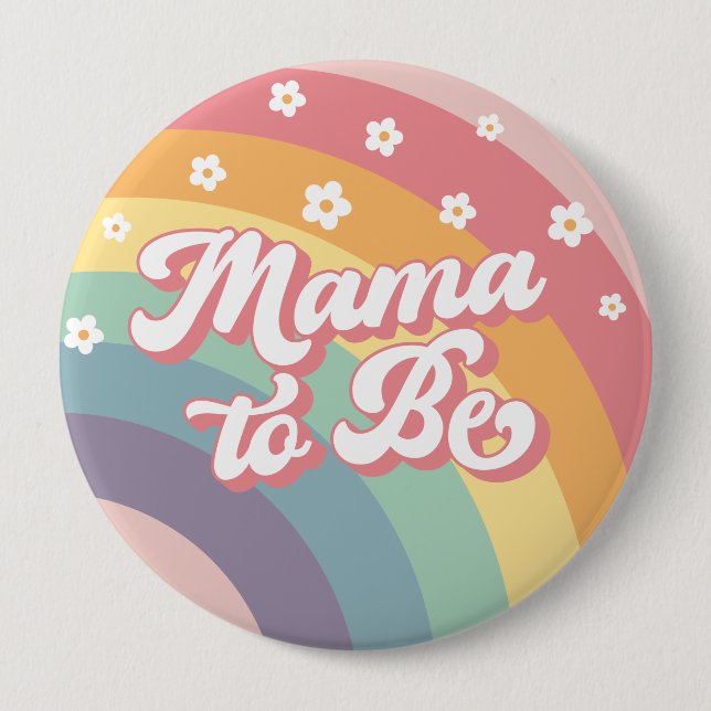 Groovy Retro 70s Rainbow Baby Shower 10 Cm Round Badge (Front)
