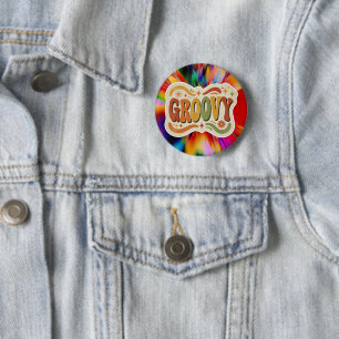 GROOVY Retro 70s Vintage Hippie Flower Power 6 Cm Round Badge