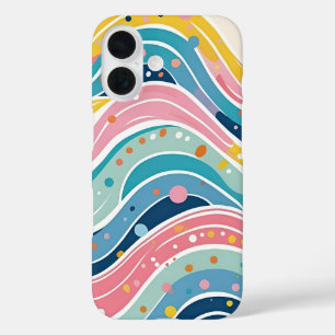 Groovy Retro 70s Wavy Abstract iPhone 16 Case