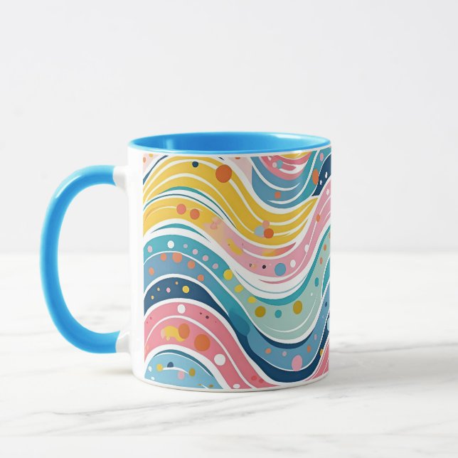 Groovy Retro 70s Wavy Abstract Pattern Mug (Left)