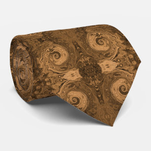 Groovy Retro Abstract Black and Brown Swirl Tie