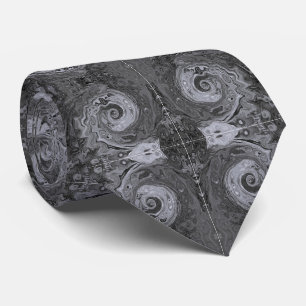 Groovy Retro Abstract Black and White Swirl Tie