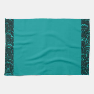Groovy Retro Abstract Swirl Teal Peacock Turquoise Tea Towel