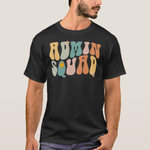 Groovy Retro Admin Squad School Secretary Crew Off T-Shirt