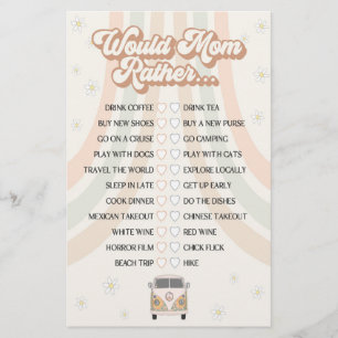 groovy retro baby shower would mum rather game 