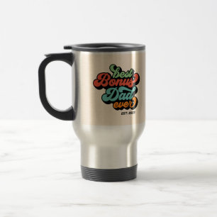 Groovy Retro Best Bonus Dad Ever Photo Fathers Day Travel Mug