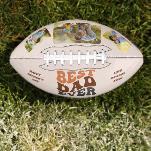 Groovy Retro Best Dad Ever 3 Photo Personalized American Football