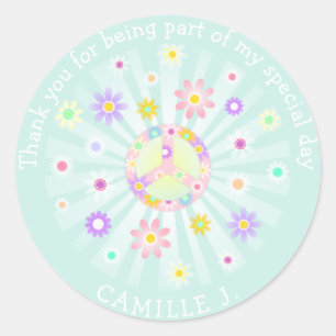 Groovy Retro Birthday Classic Round Sticker