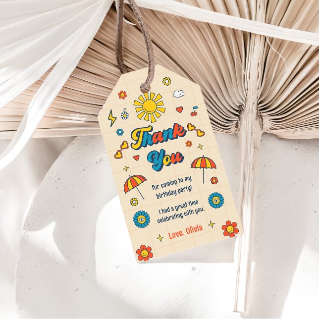 Groovy Retro Birthday Party Thank You  Gift Tag (Creator Uploaded)