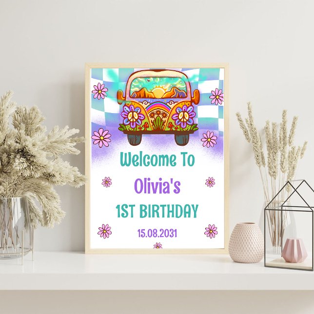 Groovy Retro Birthday Party Welcome Sign (Creator Uploaded)