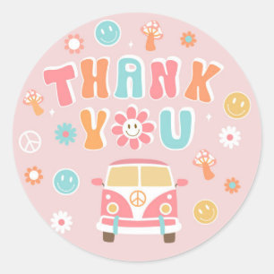 Groovy Retro Boho Birthday Favour Stickers Labels