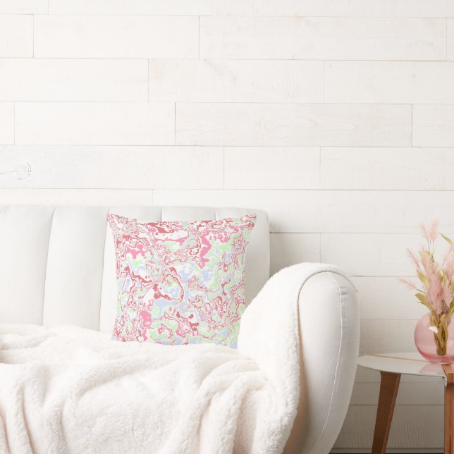 Groovy Retro Boho Eclectic Funky Colourful Marble  Cushion (Couch)