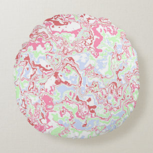Groovy Retro Boho Eclectic Funky Colourful Marble Round Cushion
