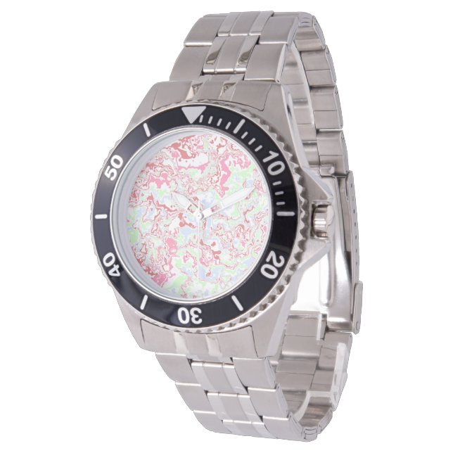Groovy Retro Boho Eclectic Funky Colourful Marble  Watch (Angled)