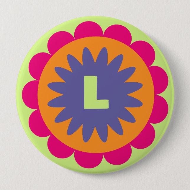 Groovy Retro Botanical Pattern Artwork 10 Cm Round Badge (Front)