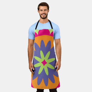 Groovy Retro Botanical Pattern Artwork Apron