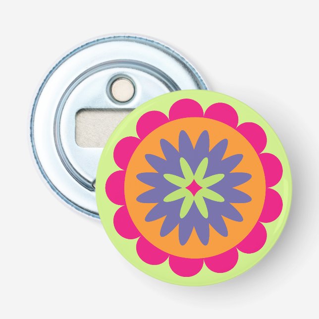 Groovy Retro Botanical Pattern Artwork Bottle Opener (Front)