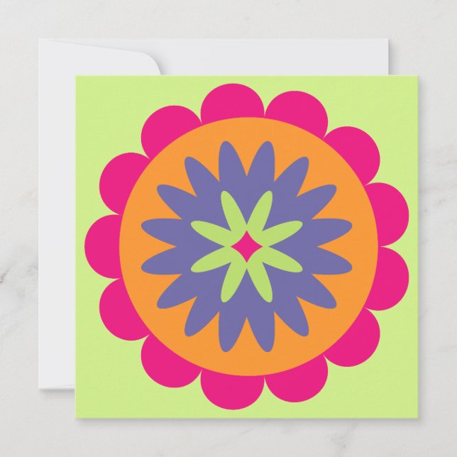 Groovy Retro Botanical Pattern Artwork Card (Front)