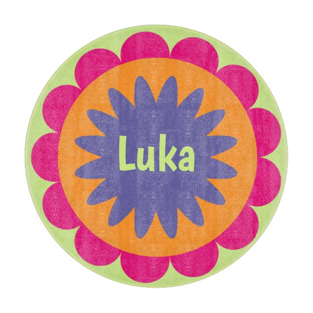Groovy Retro Botanical Pattern Artwork Cutting Board (Front)