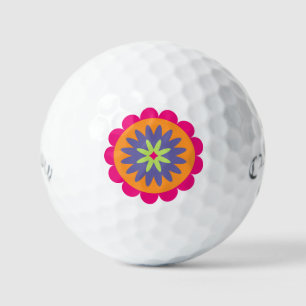 Groovy Retro Botanical Pattern Artwork Golf Balls