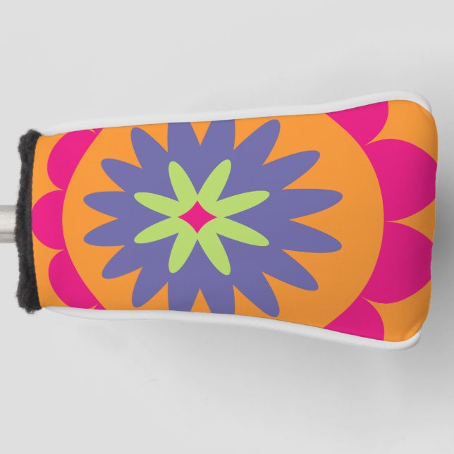 Groovy Retro Botanical Pattern Artwork Golf Head Cover (Front)