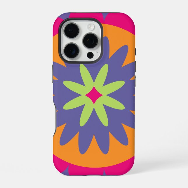 Groovy Retro Botanical Pattern Artwork iPhone Case (Back)